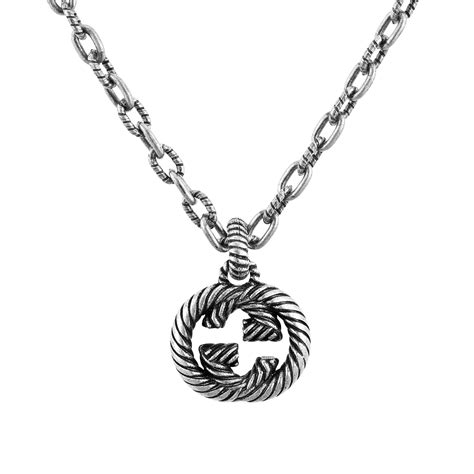 gucci silver necklace price|interlocking g necklace in silver.